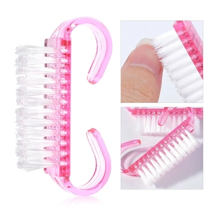 Nagelreinigungsbürste Maniküre Werkzeug Transparenter Kunststoffgriff Hornform Finger Scrubber Kleiner Staubentferner Weiße Borsten