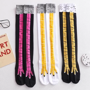 Funny chicken feet pattern over-knee high socks in multiple color combinations