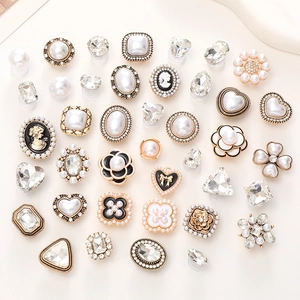 Vintage shoe charms set featuring pearls, rhinestones, camellias, and relief portrait icons