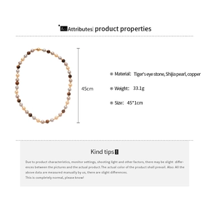 Spécifications du collier de perles en œil de tigre avec longueur 45 cm et poids 33,1 g