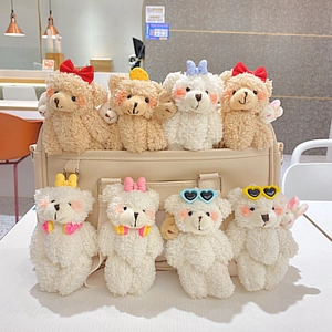 Pluche Beer Sleutelhanger Kunstbont Beweegbare Ledematen Schattige Teddybeer Tas Ornament Auto Sleutelhanger Cadeau
