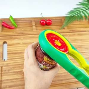 Multi-functional 4-in-1 nonslip bottle opener in green and yellow for various lids