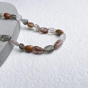 Natural quartz irregular stone necklace with stainless steel chain and assorted gemstone beads