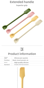 Dual-head silicone jam spatula with long handle in assorted macaron colors