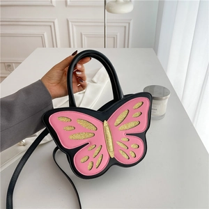 Butterfly Shaped PU Leather Glitter Sequin Handbag Crossbody Shoulder Bag For Women Girls Sweet Novelty
