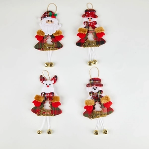 Set of 4 Christmas tree ornaments with Santa, snowman, reindeer, bear and bells