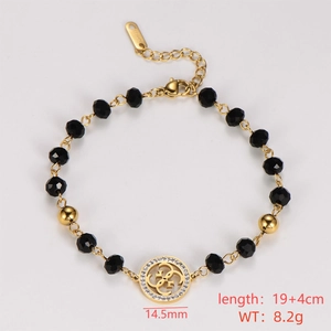 Detail of 14.5mm gold beaded bracelet with interlocking G charm and lobster clasp