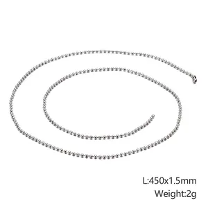 Detailed specs of stainless steel bead chain: 450mm length, 1.5mm diameter, 2g weight