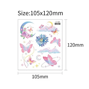 Waterproof glitter butterfly tattoo sticker size 105x120mm featuring dream planet designs