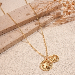 Goldene Halskette mit zwei Sanddollar-Anhängern auf Stein für einen edlen Look