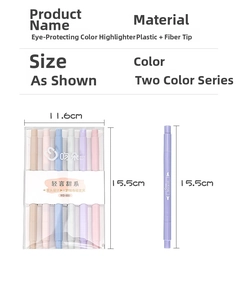 Dual-tip Morandi highlighter set with plastic barrel and fiber tips for soft marking