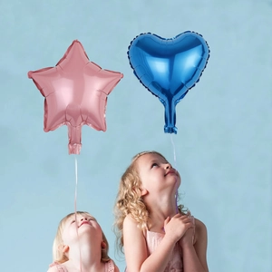 10-inch star and heart shaped foil balloons for party and cake topper decorations