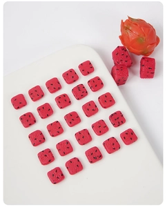 Flat square PVC pitaya fruit slices for DIY craft and dollhouse cake decoration