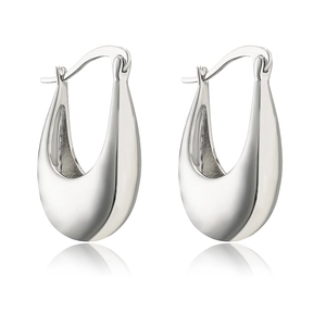 Orecchini a cerchio a goccia in argento con design geometrico placcato oro lucido