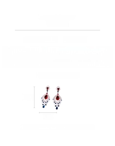 Detail showing vintage teardrop earrings size 5.5x2.2cm with red and blue zircon stones