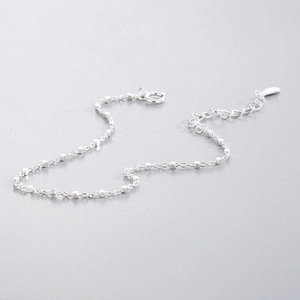 Minimalist S925 sterling silver chain bracelet with polished geometric square charms