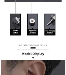 Detailed view of heart and pancake shape stainless steel stud earrings with threaded needles