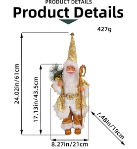 Standing Santa Claus decoration details showing dimensions 61cm height and 427g weight