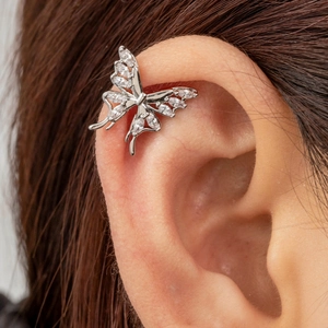 Butterfly Cartilage Earring Studs Zircon Inlaid Stainless Steel Screw Back Helix Piercing For Women Elegant Jewelry