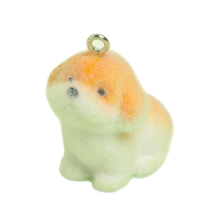 Cute flocked puppy dog pendant charm for DIY keychain and bag accessory decoration