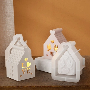 DIY silicone mold for heart and peace dove house-shaped candle holders and ornaments