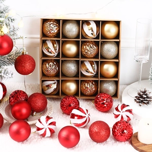 Christmas Tree Baubles Shatterproof Plastic Ornaments Mixed Textures Matte Glitter Faceted For Holiday Party Decor