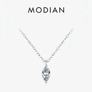 Marquise Moissanite Necklace 925 Sterling Silver Elegant Minimalist D Color VVS1 High Clarity Pendant For Women
