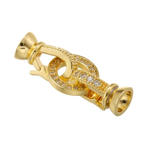 Gold plated heart pearl clasp with white zircon micro-pave for DIY jewelry making