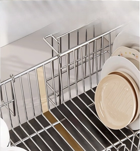 Detail of 304 stainless steel dish rack showing the 1.5cm wide plate slot spacing