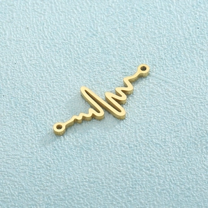 Polished gold heartbeat heartbeat connector pendant for creative jewelry making DIY