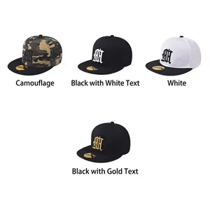 Snapback baseball caps set in camouflage, black, and white colors with B letter embroidery