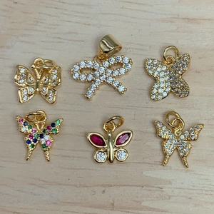 Butterfly Bow Charms Copper Zircon Micro Inlaid Shiny Jewelry Making Components DIY Necklace Bracelet Trendy Accessories