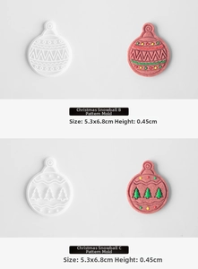 Detail of Christmas snow globe cookie cutters with tree and wave patterns, 5.3x6.8cm