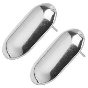 Polished 304 stainless steel oval hoop earrings in high-gloss silver finish