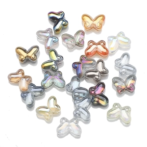 Polished butterfly glass beads in gradient iridescent colors for DIY jewelry making