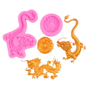 Pink silicone dragon mold set for Chinese New Year cake decorating and chocolate art