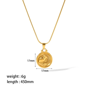 Dimensions détaillées du collier avec pendentif Verseau plaqué or 18 carats et longueur