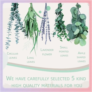 Dried reed and lavender flower bouquet set for home decor with eucalyptus leaves