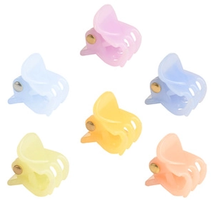 Detailed set of 6 colorful gradient butterfly hair clips in vibrant macaron pastel shades