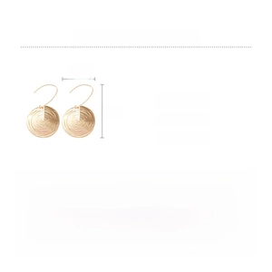 Detailed size chart for golden circular textured earrings measuring 6cm by 3.3cm