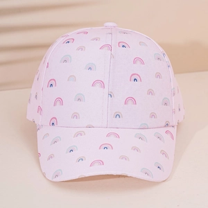 Kids Baseball Cap Rainbow Print Polyester Cotton Sun Protection Outdoor Fashion Hat For Boys Girls