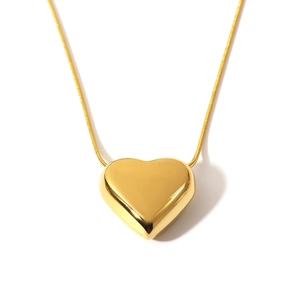 Elegant 18K gold-plated stainless steel snake chain necklace with polished heart pendant