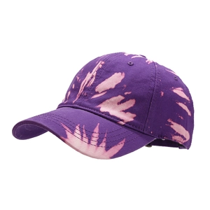 Casquette de baseball en coton tie-dye violet et rose, design classique à 6 panneaux et visière