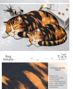 Nahaufnahme der dicken Antirutsch-Katzenmatte mit weicher Plüschstruktur und 3D-Katzendruck
