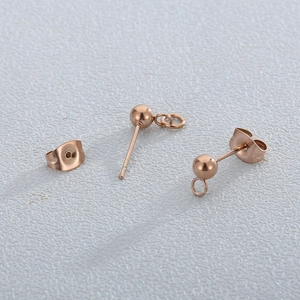 Boucles d'oreilles boules en acier titane plaqué or 18 carats avec anneaux pour bijoux DIY