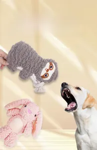 Durable dog plush toys with corn fleece texture and cotton ropes for molar teeth cleaning