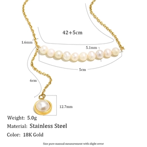 Collier minimaliste en acier inoxydable plaqué or 18K avec détails de perles élégants