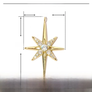 Tabla de tallas para el colgante estrella de cobre bañado en oro 18k con circonitas