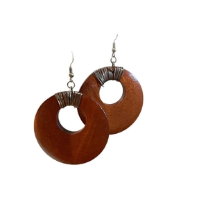 Boucles d'oreilles vintage en résine œil de tigre avec aiguille en argent et métal