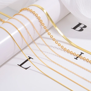 925 Sterling Silver Necklace Chain Minimalist DIY Snake Rolo Chopin Link Gold Plated Jewelry For Women